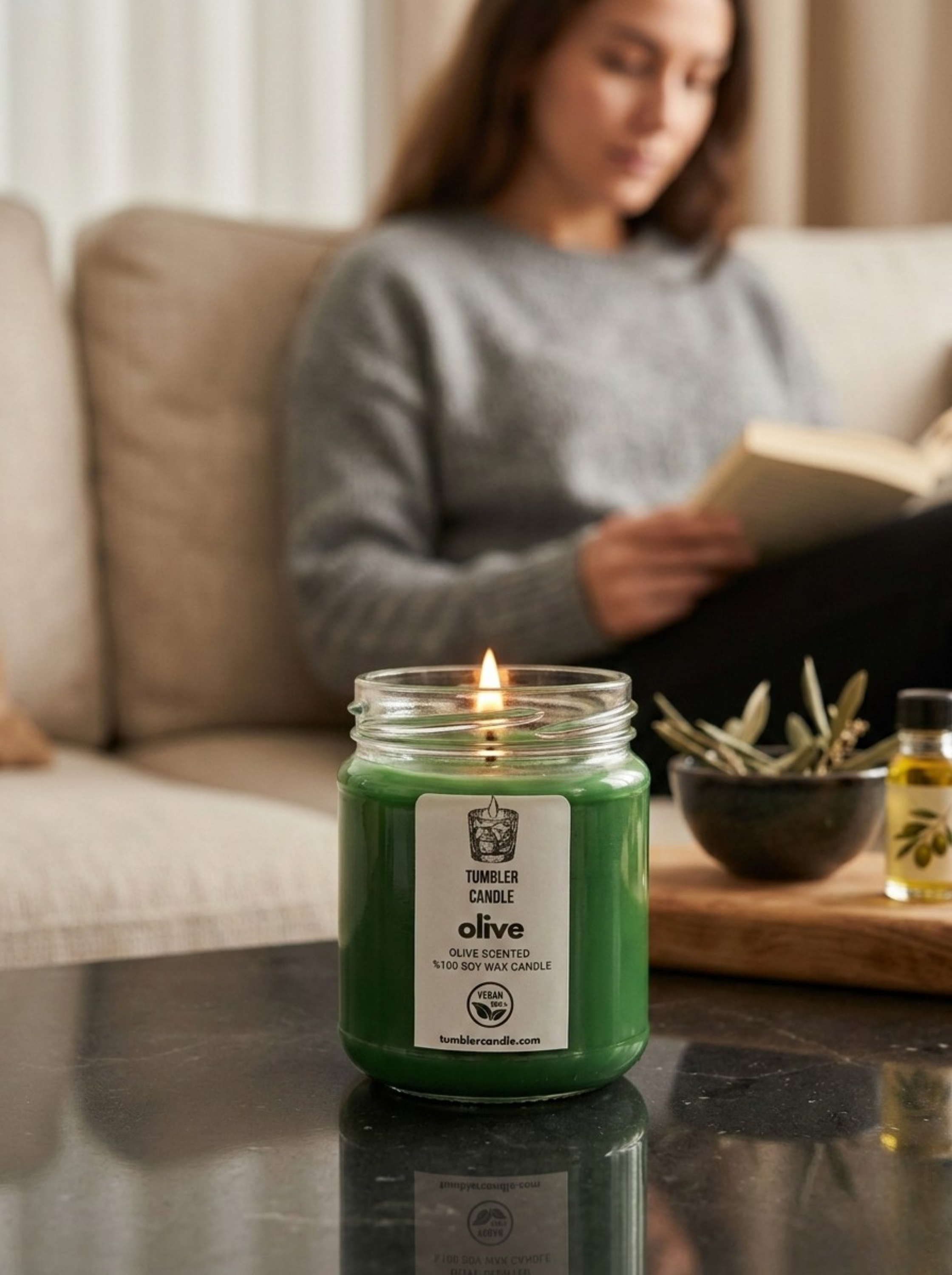 The Jar Gallery No: 02 - Olive Candle - Zeytin Kokulu Soya Mum - 150 ml