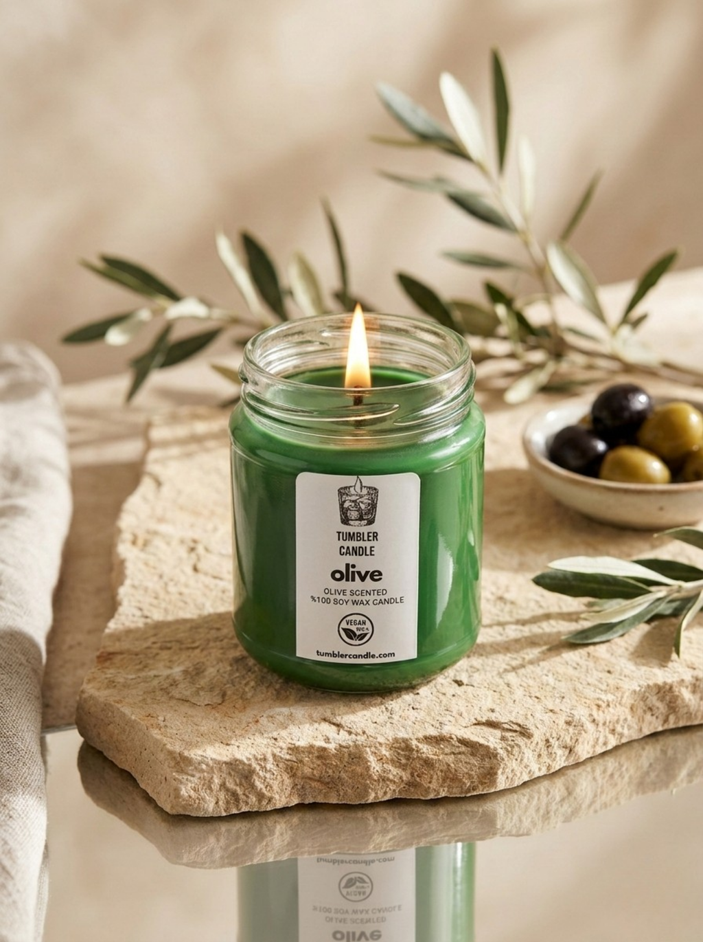 The Jar Gallery No: 02 - Olive Candle - Zeytin Kokulu Soya Mum - 150 ml