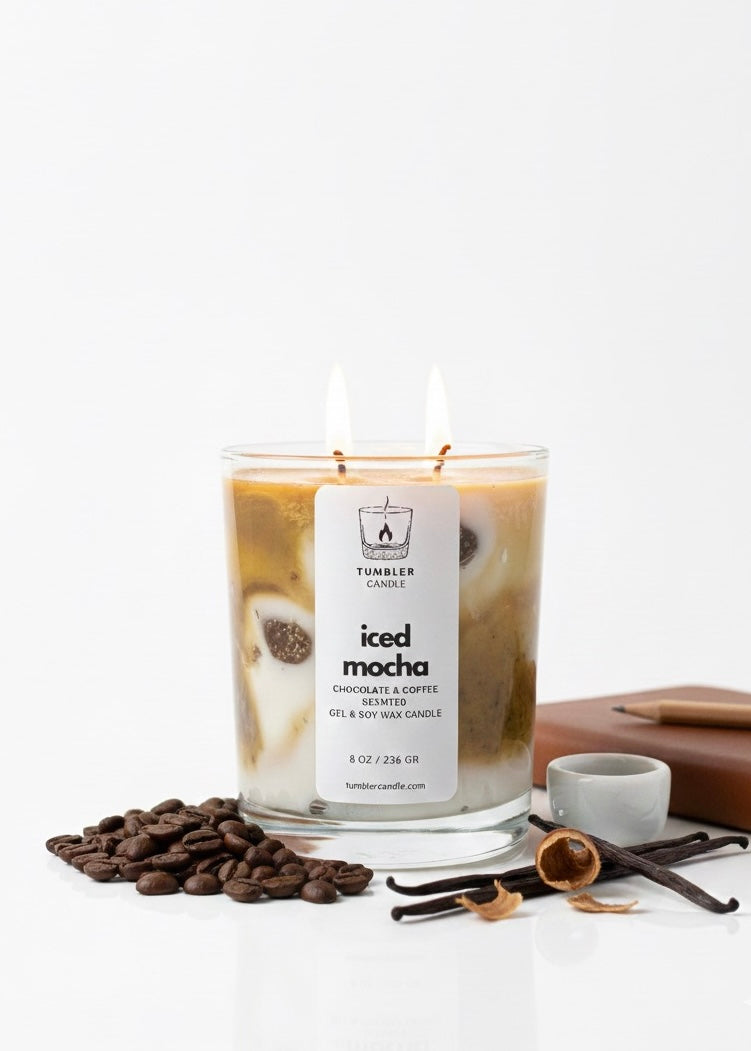 Iced Mocha - Kahve ve Çikolata Kokulu Soya & Jel Mum - 8 0z/236 gr