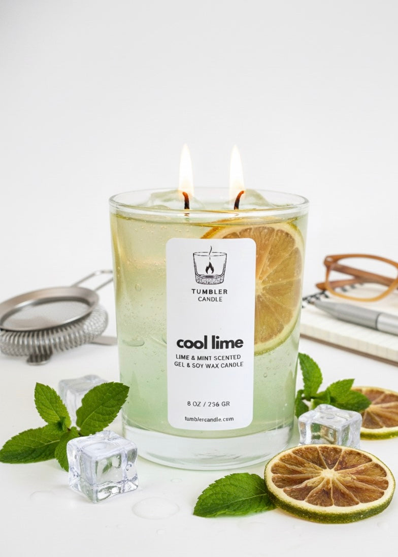 Cool Lime -  Lime ve Nane Kokulu Jel Mum - 8 0z/236 gr