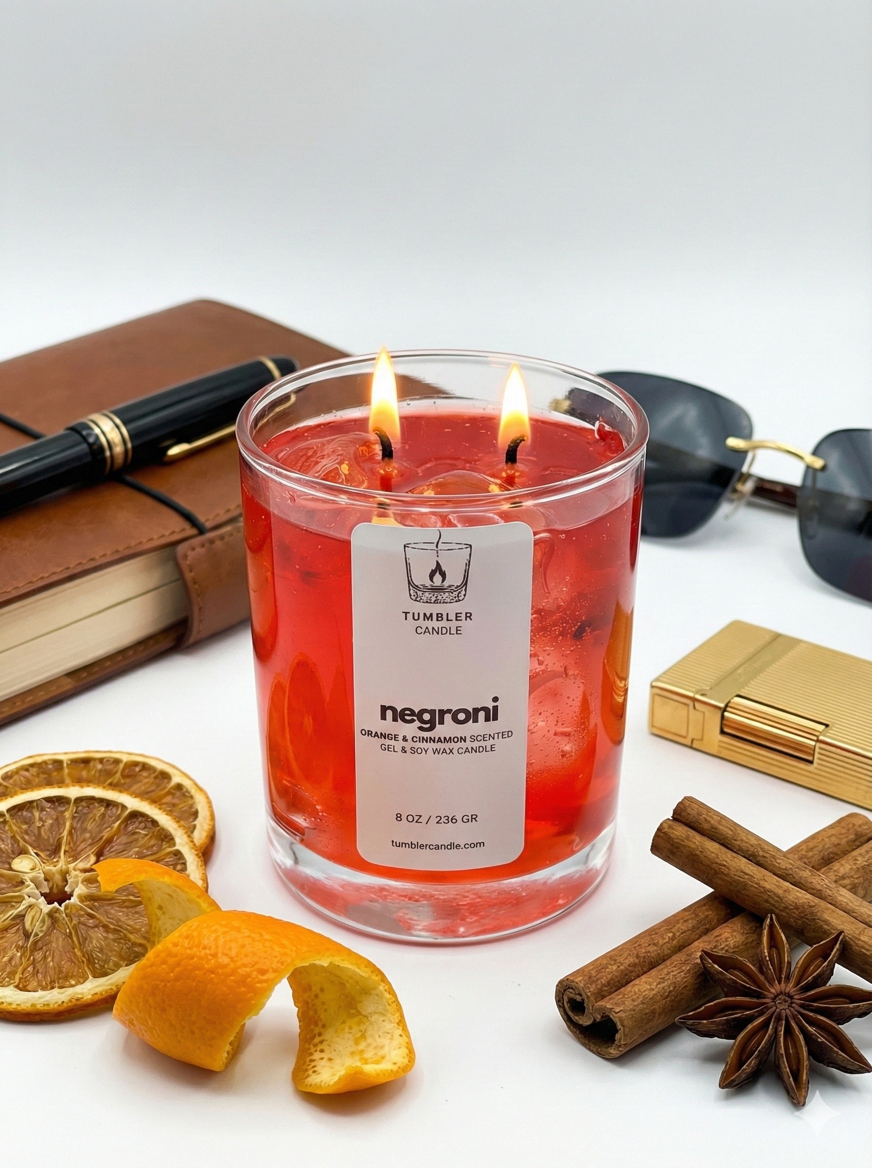 Negroni - Portakal ve Tarçın Kokulu Jel Mum - 8 0z/236 gr